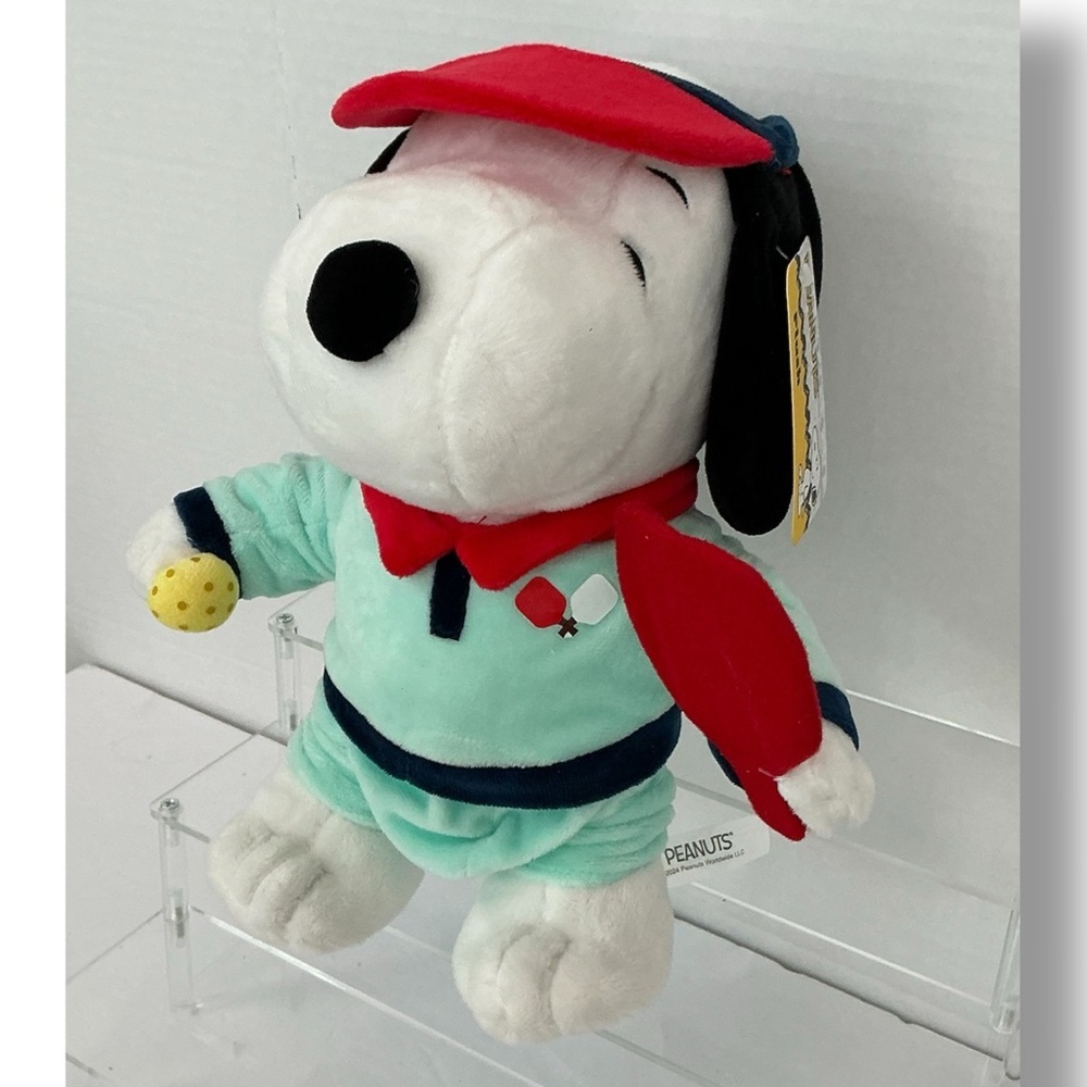 Snoopy Pickleball Plush Stuffed Toy Pickleball Outfit Visor Paddle and Ball 11” - Picture 2 of 15